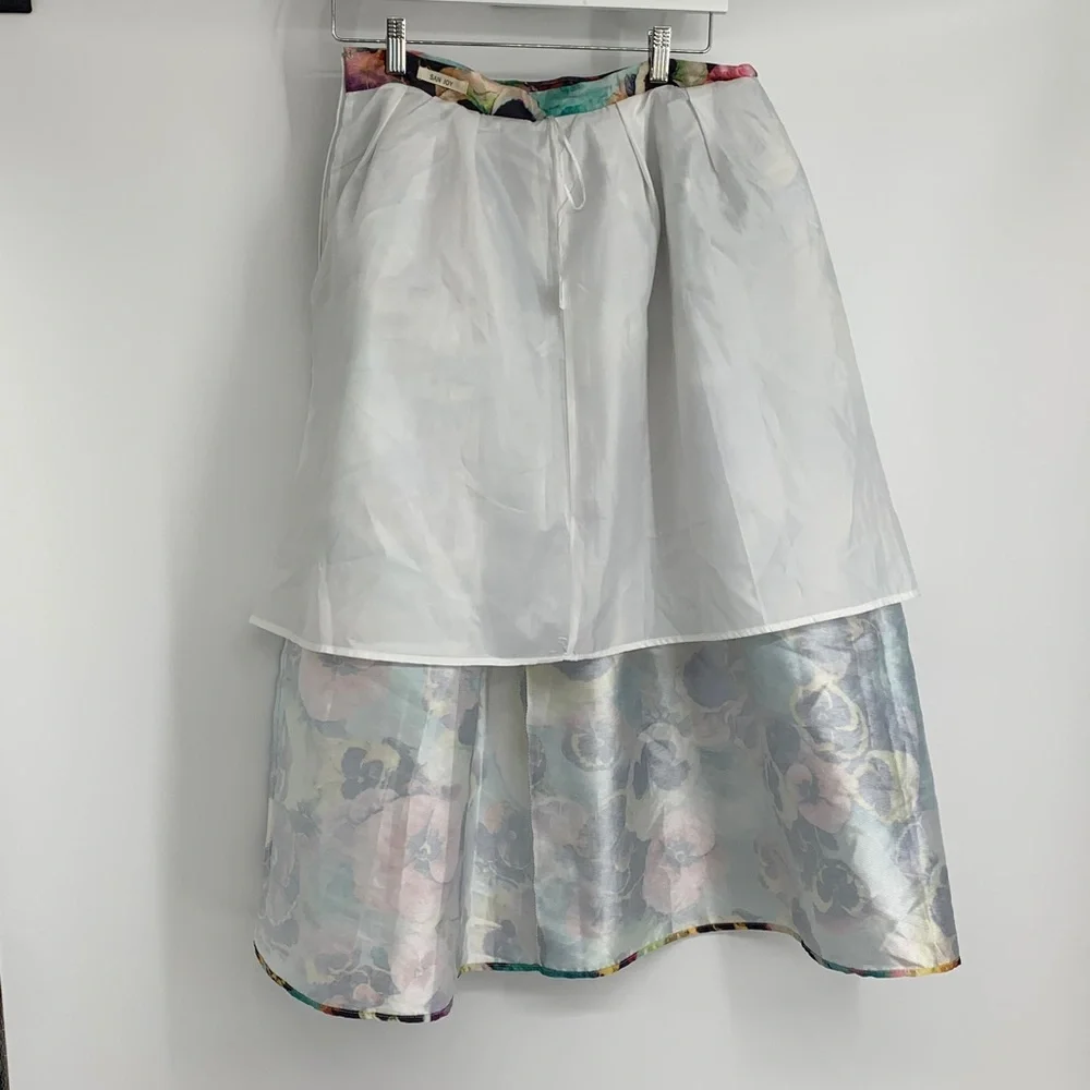 Sz L San Joy Women's spring Floral Print Skirt Hand Washable USED 🌸💐So Pretty!🌼🌺 - Picture 15 of 17